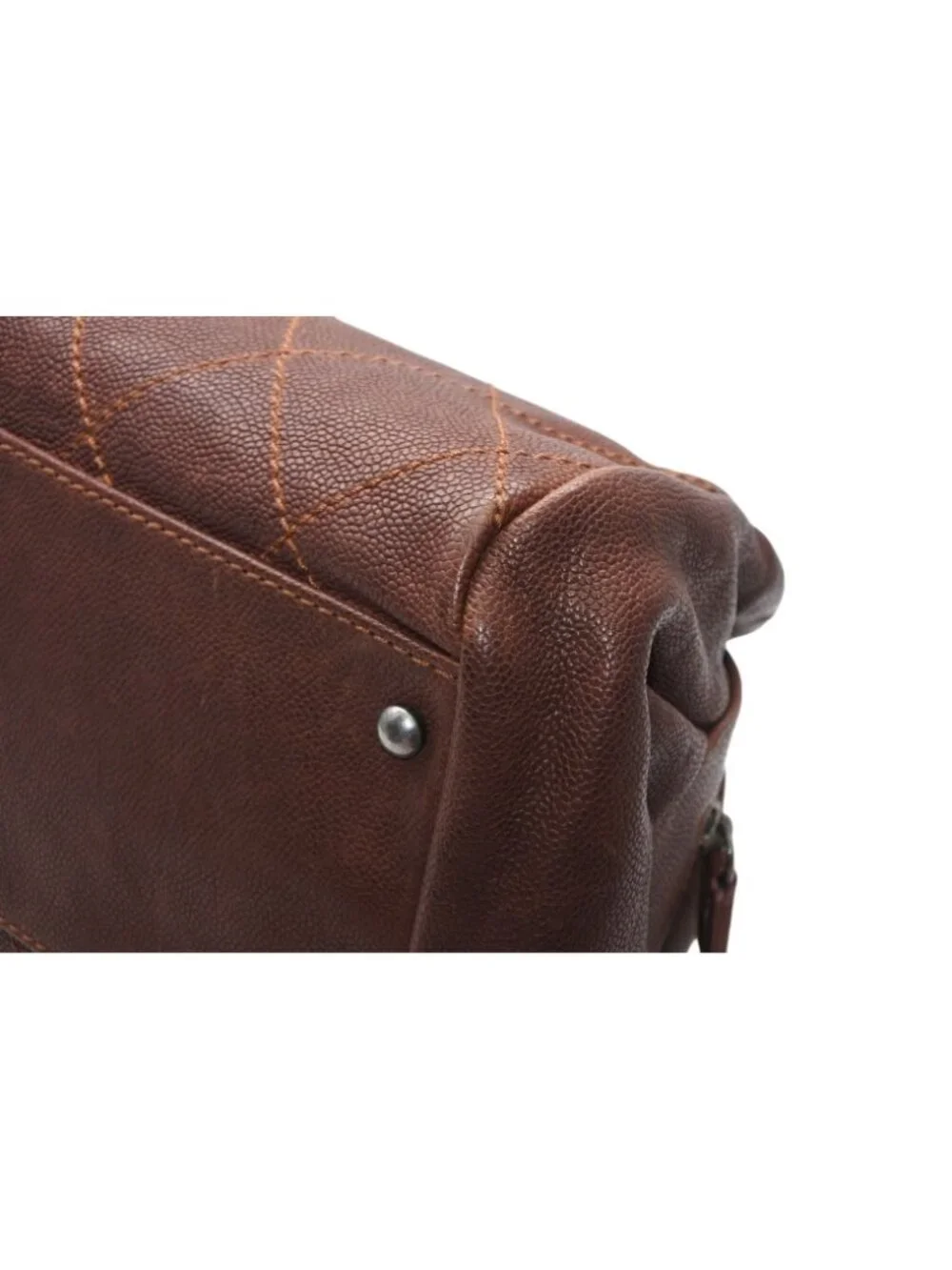 Chanel Handbag CC Logo Caviar Leather Brown Quilted